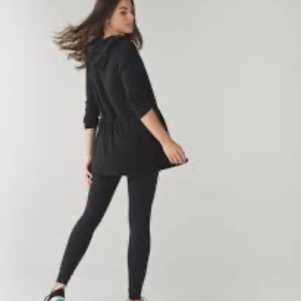 LULULEMON Size 6? Hooded Peace Of Mind Wrap Cardigan Sweater Heathered Black